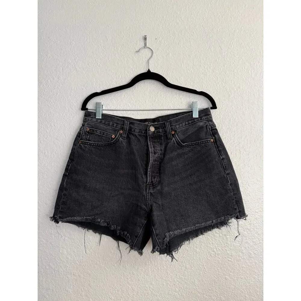 Aritzia Denim Forum Ex Boyfriend Denim Shorts Black 28